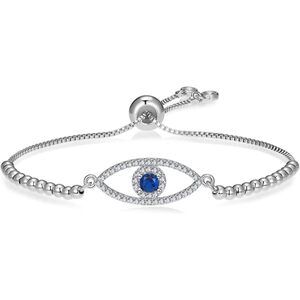 Silver Evil Eye Bracelets Protection Bracelet For Women, 18K Gold Plated